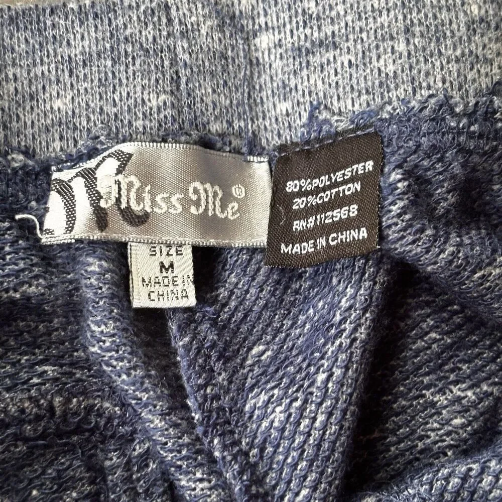 Miss Me Pants Sz M Lounge Blue Sweatpants Embroidered Terry Boho Cotton Colorful - Picture 4 of 10
